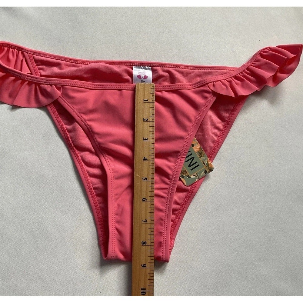 Shekini Womens Pink Ruffle Bikini Bottom Size XL - Picture 2 of 6